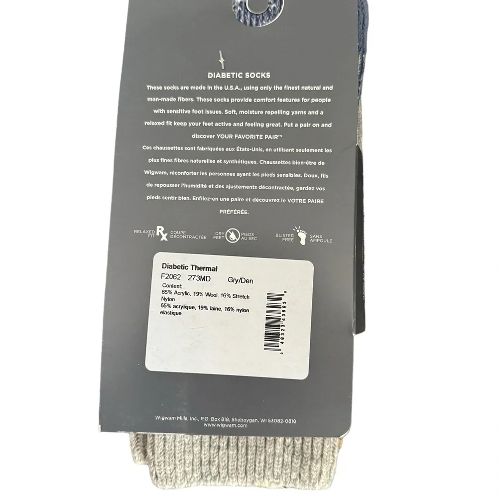 Wigwam Diabetic Crew Socks. Size M. NWT